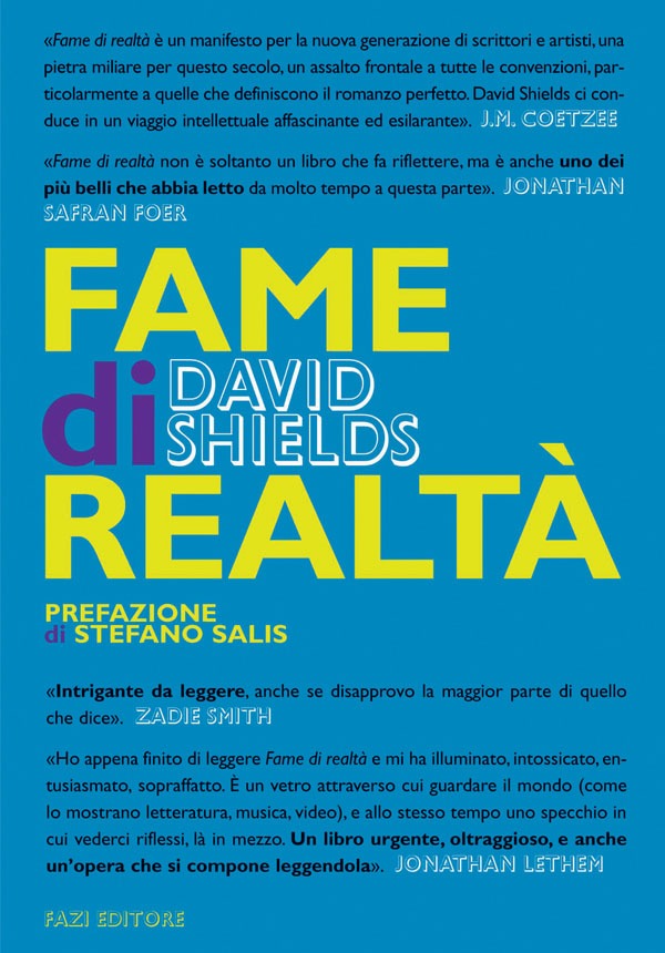 David Shields, Fame di Realtà, copertina